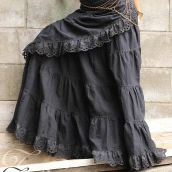 NEW TimjanDesign CHERISE SKIRT - Linen - Black - Picture 1 of 2